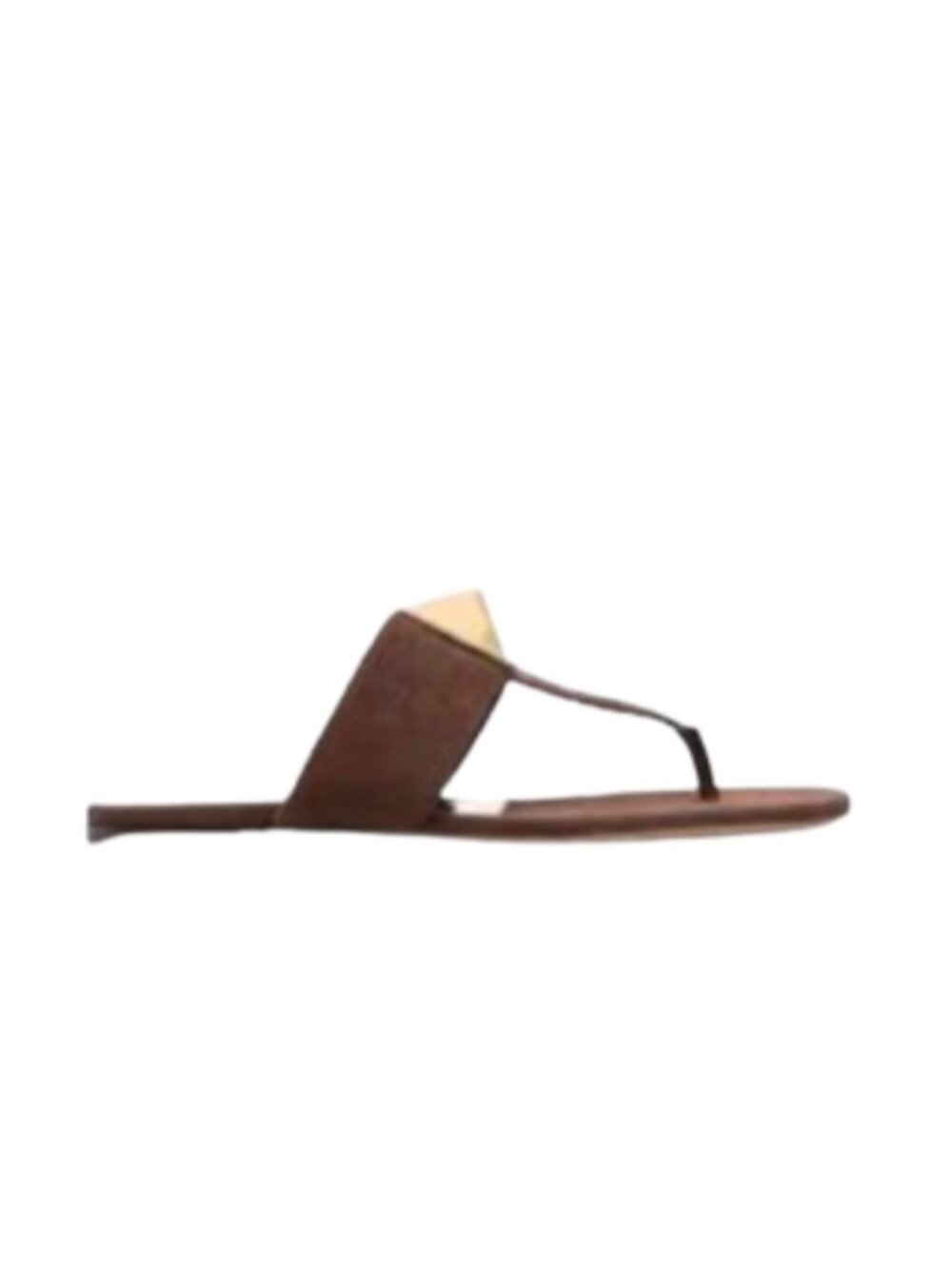 Valentino Garavani One Stud Flat Thong Sandals Womens 39.5 9 Brown Suede Gold - Picture 3 of 11